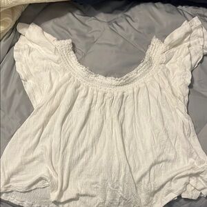 Living Folk Off-Shoulder Blouse - Cream/White, Size Large